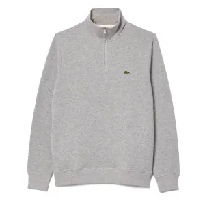 Lacoste Reißverschluss-Pullover mit hohem Kragen in hell meliertem Grau