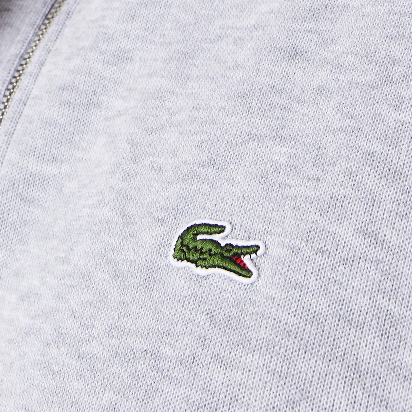 Lacoste Reißverschluss-Pullover mit hohem Kragen in hell meliertem Grau