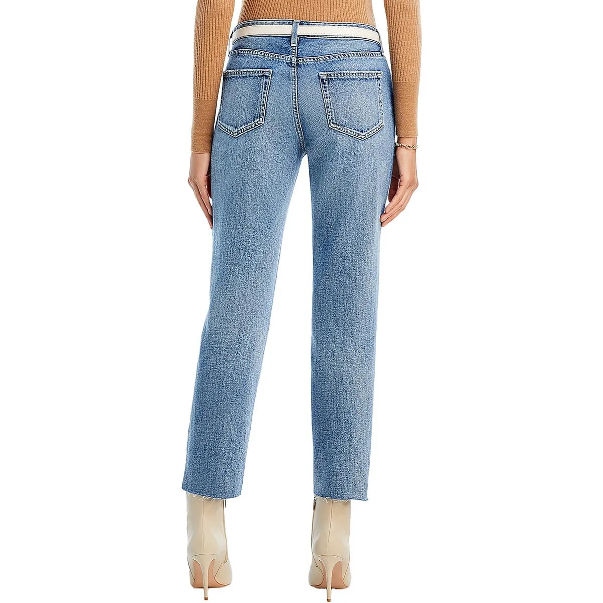 L'Agence Damen High-Rise Jeans mit Rohsaum und geradem Bein