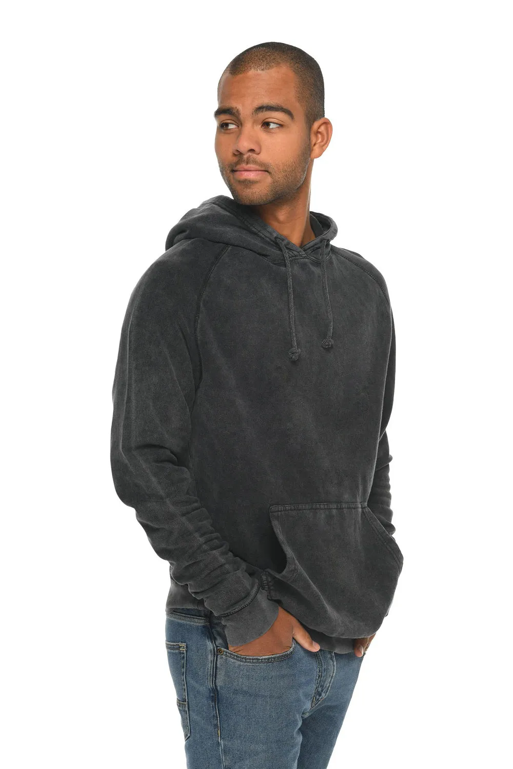 Lane Seven Herren Vintage Raglan Kapuzenpullover mit Kangaroo-Tasche - Vintage Schwarz