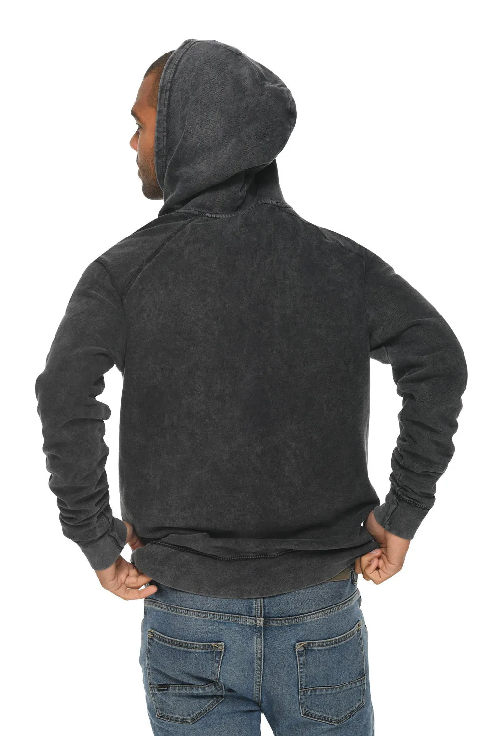 Lane Seven Herren Vintage Raglan Kapuzenpullover mit Kangaroo-Tasche - Vintage Schwarz