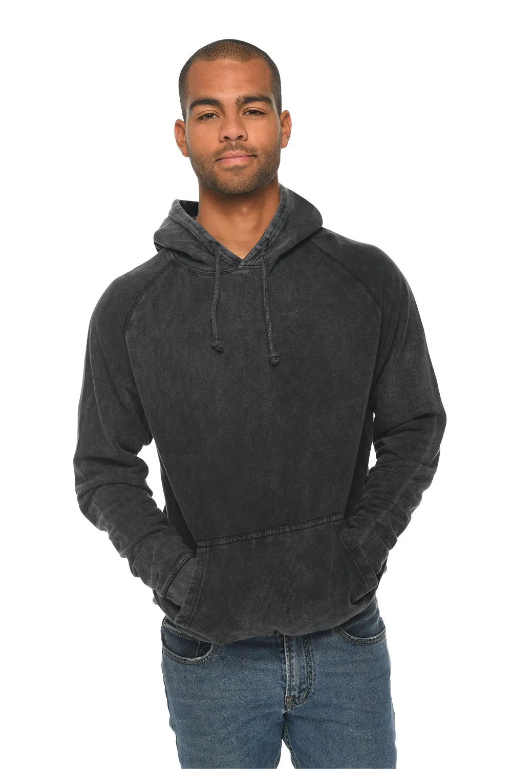 Lane Seven Herren Vintage Raglan Kapuzenpullover mit Kangaroo-Tasche - Vintage Schwarz
