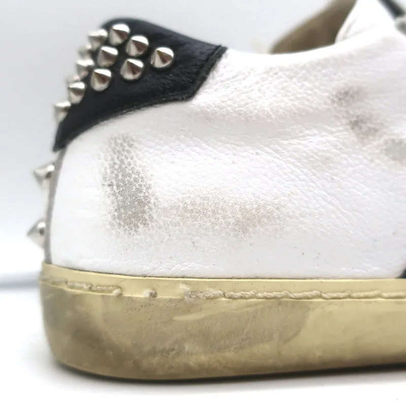 Leather Crown Iconic Stud Sneaker Low Top Weiß & Schwarz Leder Größe 38