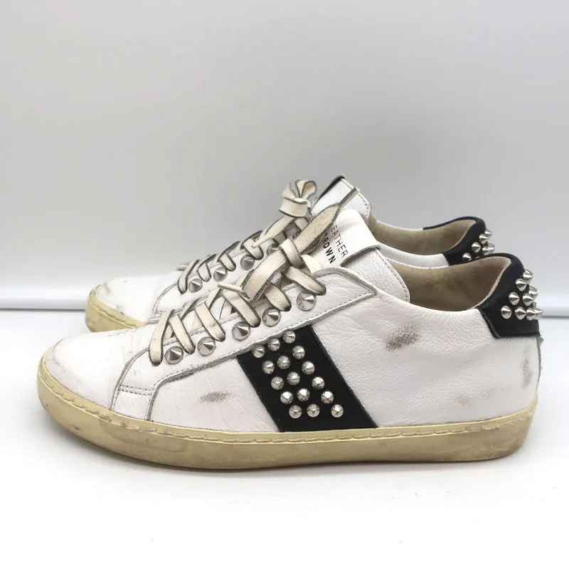 Leather Crown Iconic Stud Sneaker Low Top Weiß & Schwarz Leder Größe 38