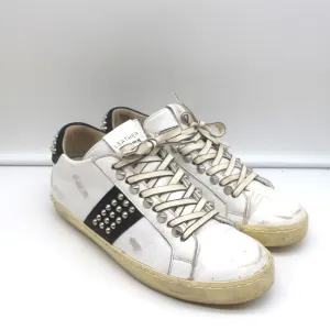 Leather Crown Iconic Stud Sneaker Low Top Weiß & Schwarz Leder Größe 38