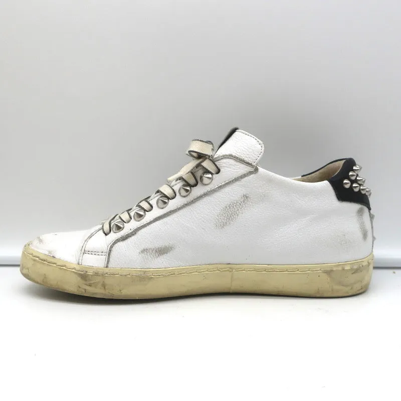Leather Crown Iconic Stud Sneaker Low Top Weiß & Schwarz Leder Größe 38