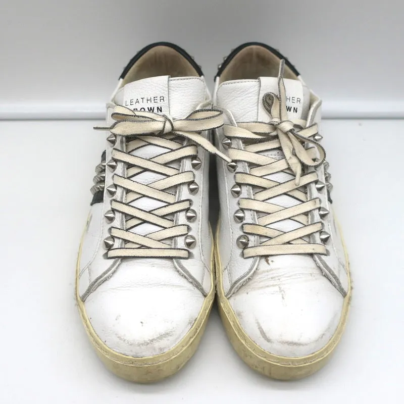 Leather Crown Iconic Stud Sneaker Low Top Weiß & Schwarz Leder Größe 38