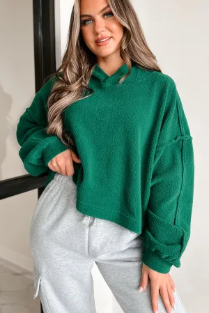 Left On Read Sherpa Fleece Crop Hoodie (Kieferngrün)