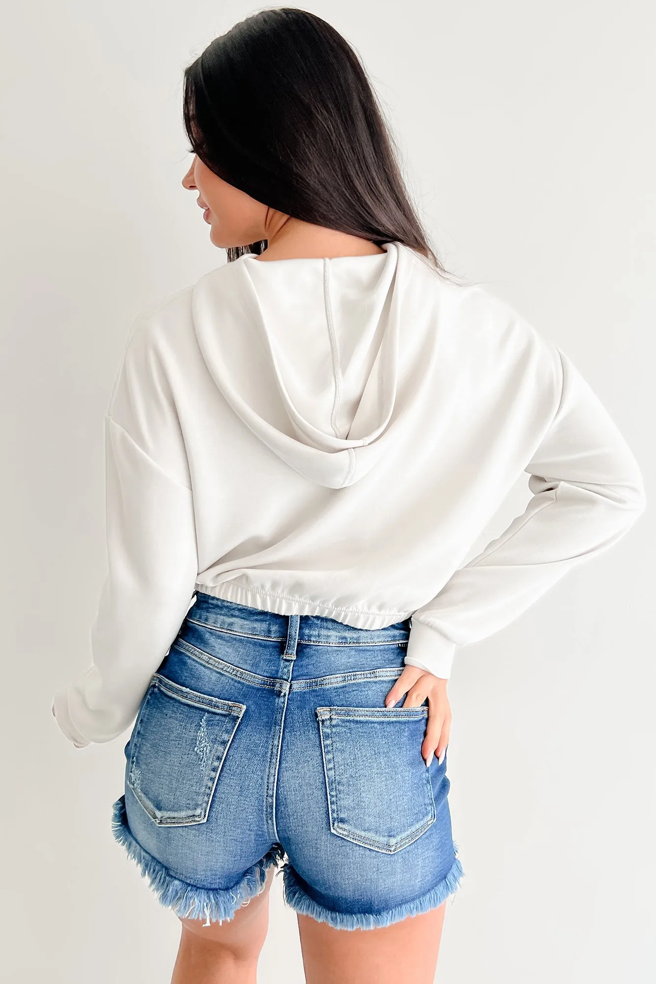 Living In Peace Cropped Hoodie (Kreide)