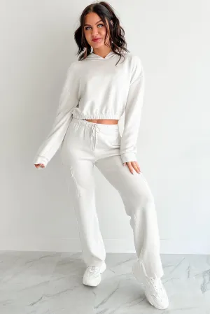 Living In Peace Cropped Hoodie (Kreide)
