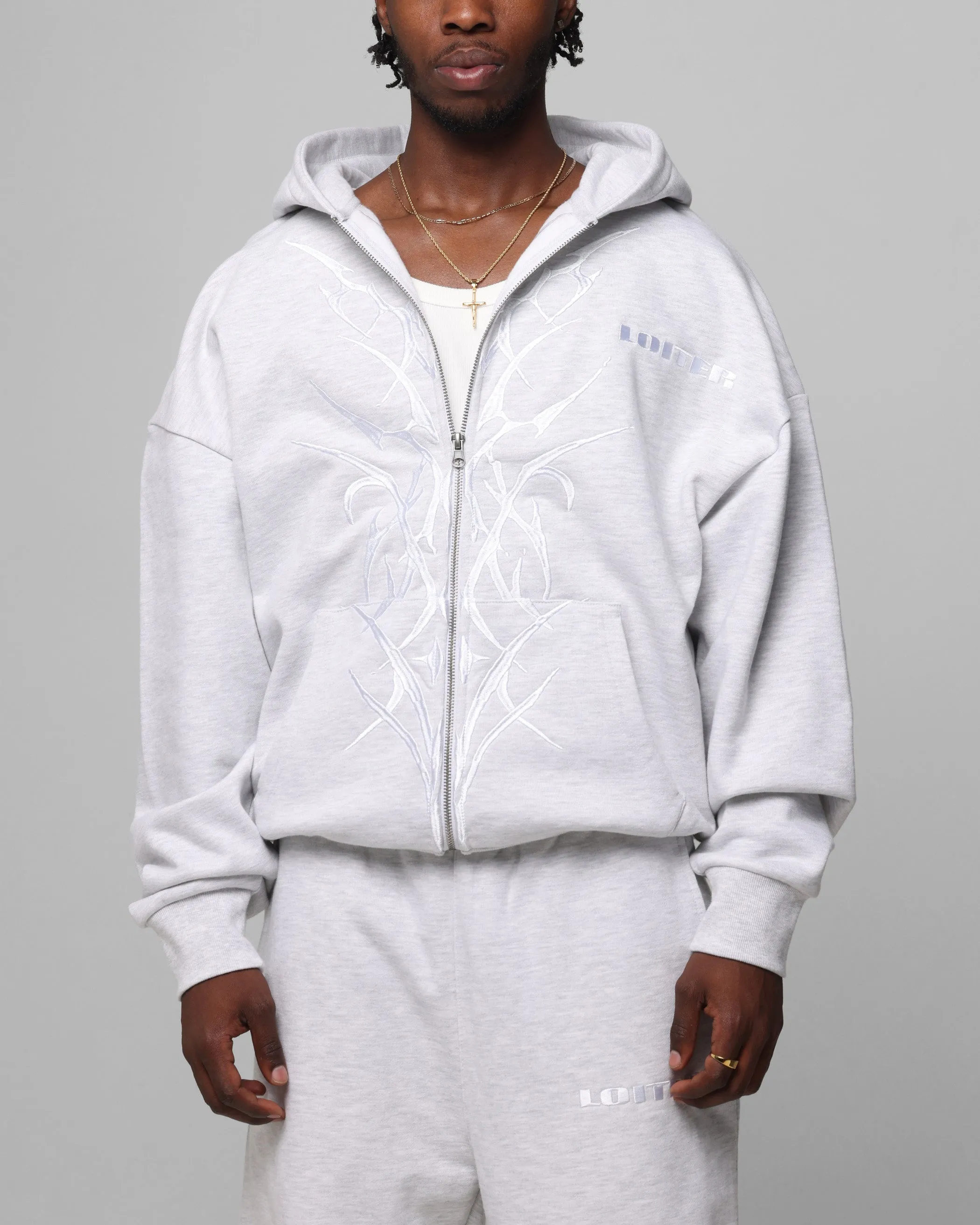 Loiter Blood Born Zip Hoodie Grau Meliert