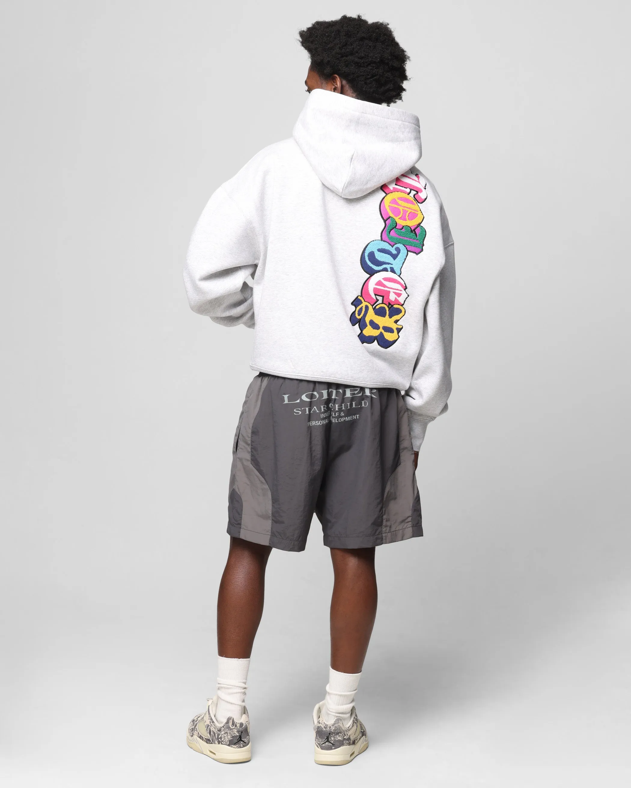 Loiter Chenille Premium Kapuzenpullover Grau Melange