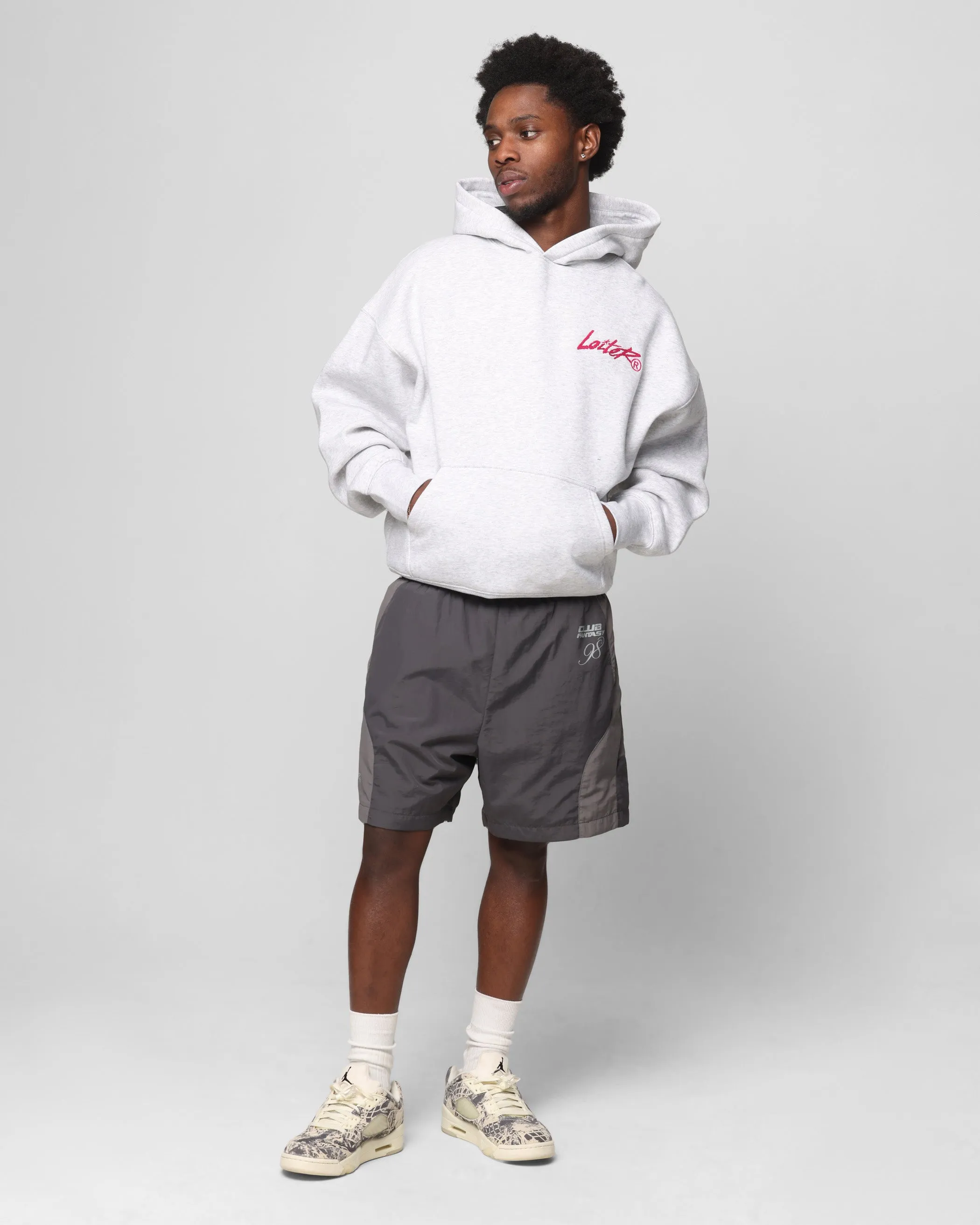 Loiter Chenille Premium Kapuzenpullover Grau Melange
