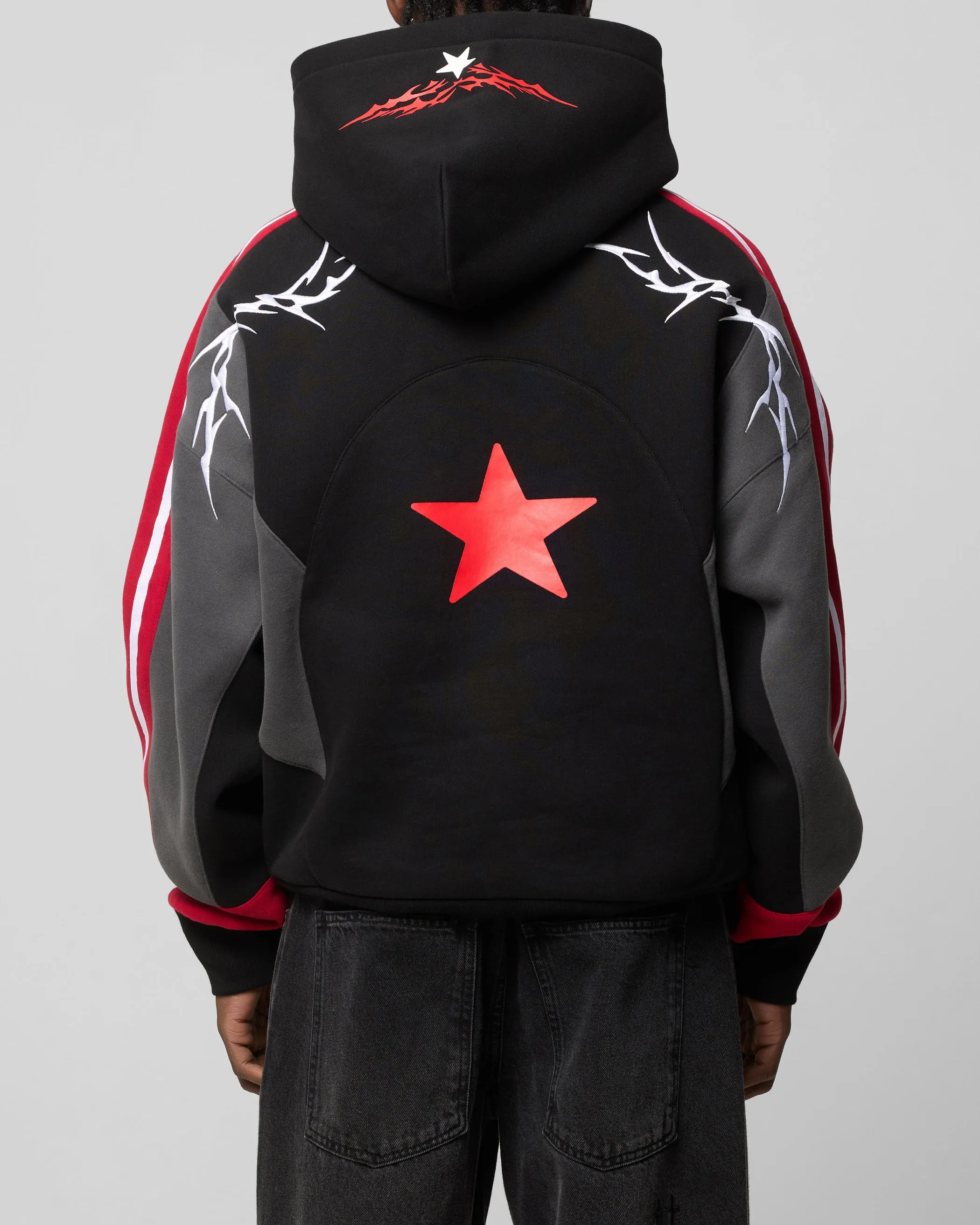 Loiter Hunter Patchwork Hoodie Schwarz/Rot