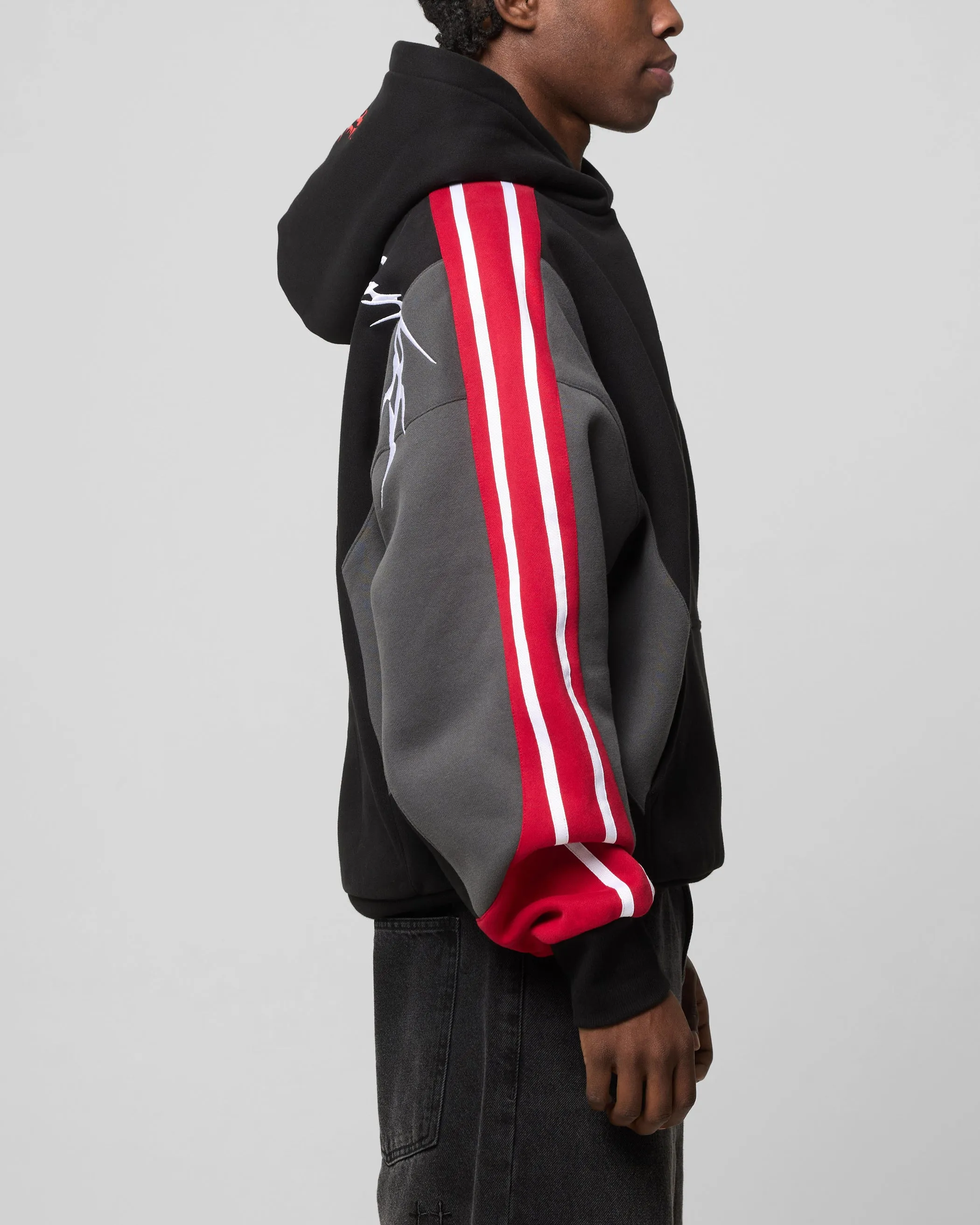 Loiter Hunter Patchwork Hoodie Schwarz/Rot