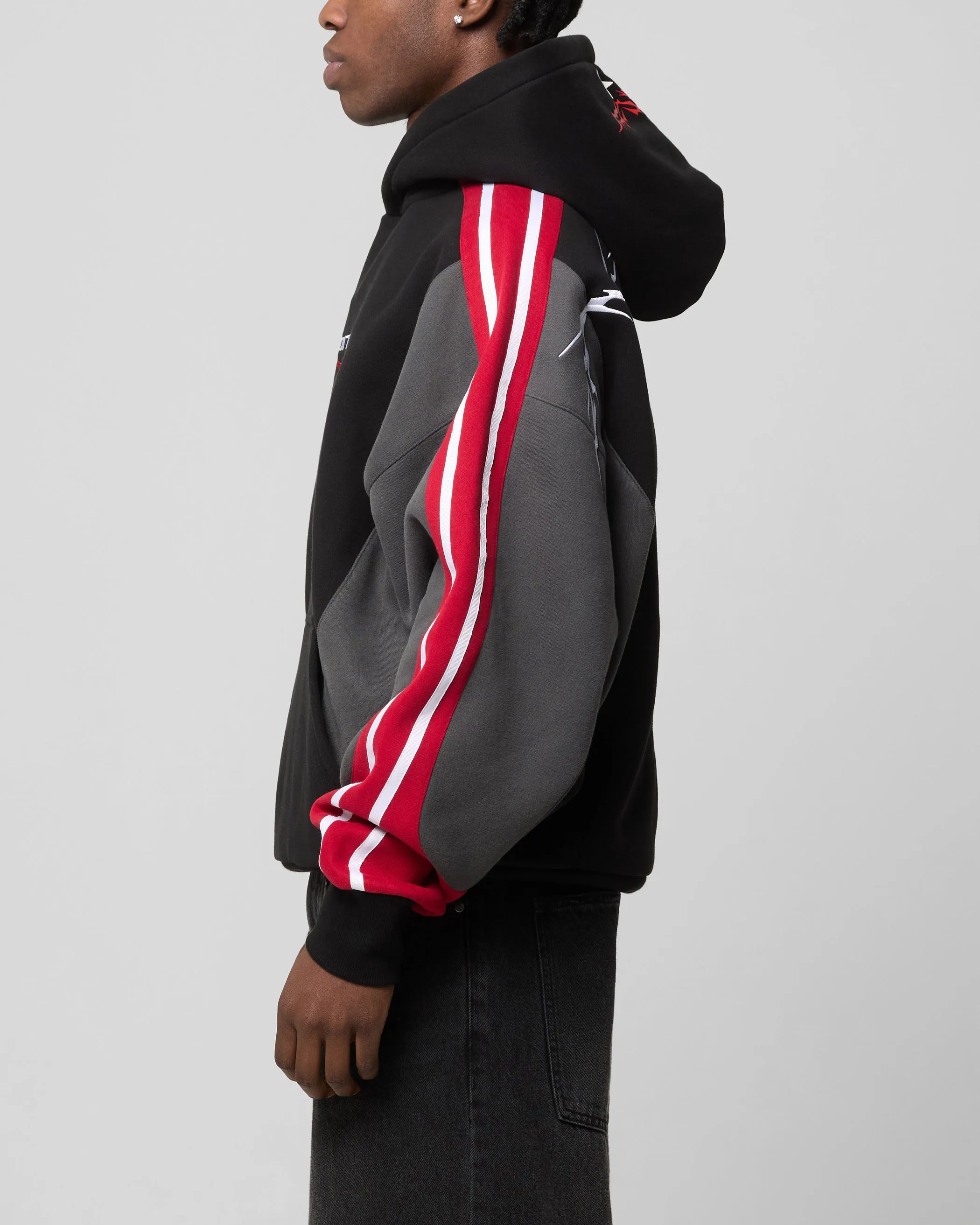 Loiter Hunter Patchwork Hoodie Schwarz/Rot