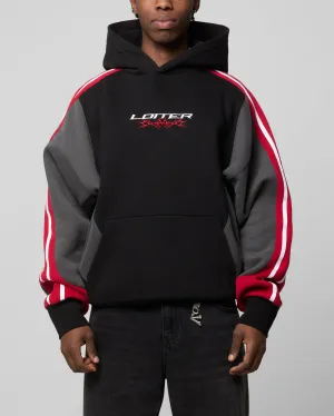 Loiter Hunter Patchwork Hoodie Schwarz/Rot