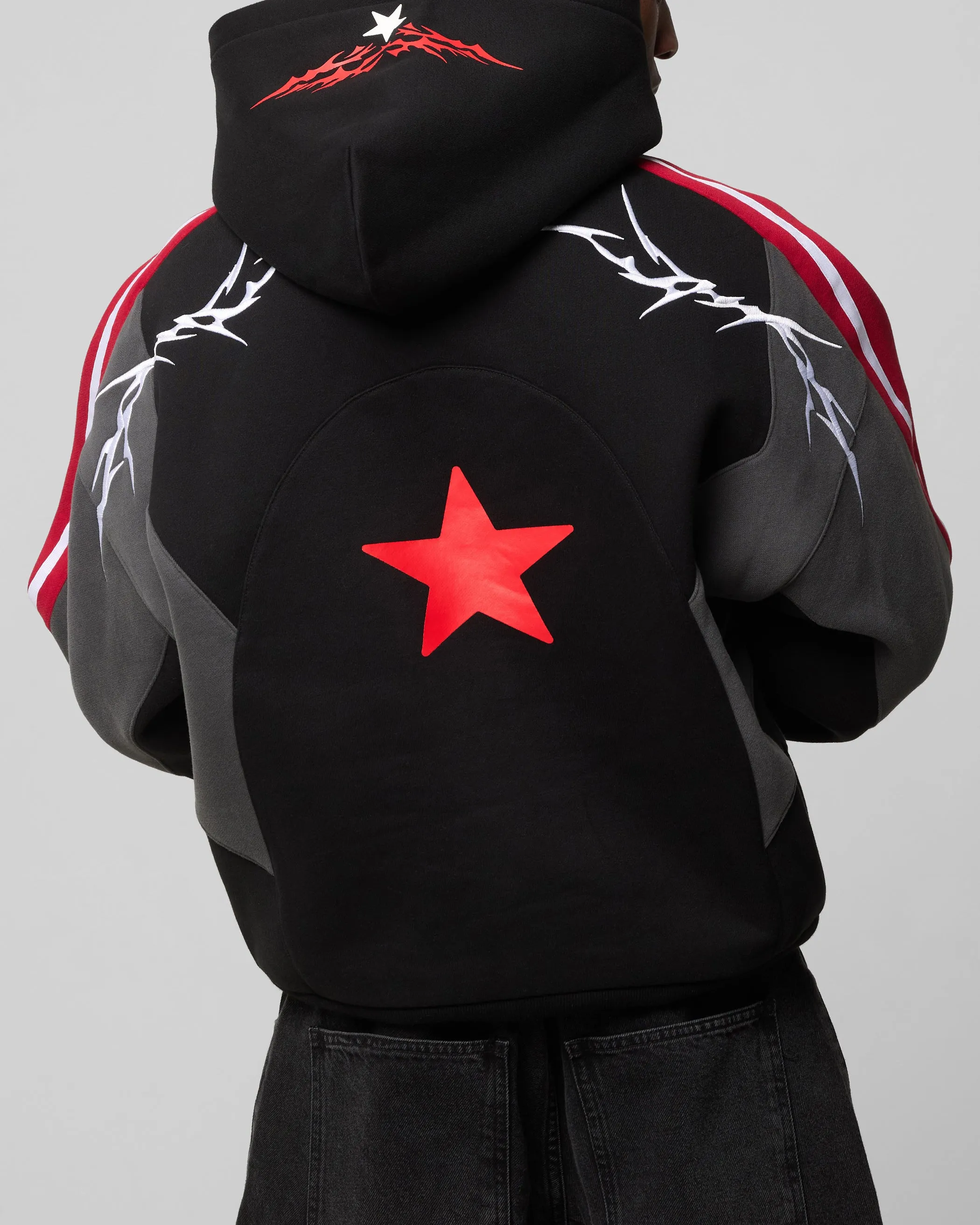 Loiter Hunter Patchwork Hoodie Schwarz/Rot