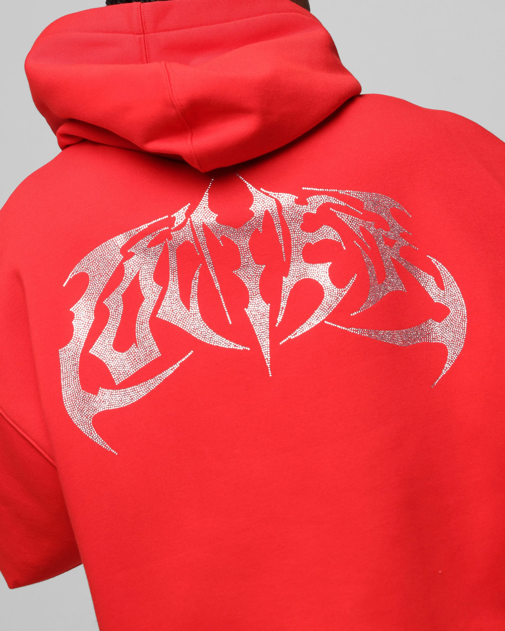 Loiter Metal Strass Kapuzenpullover Rot