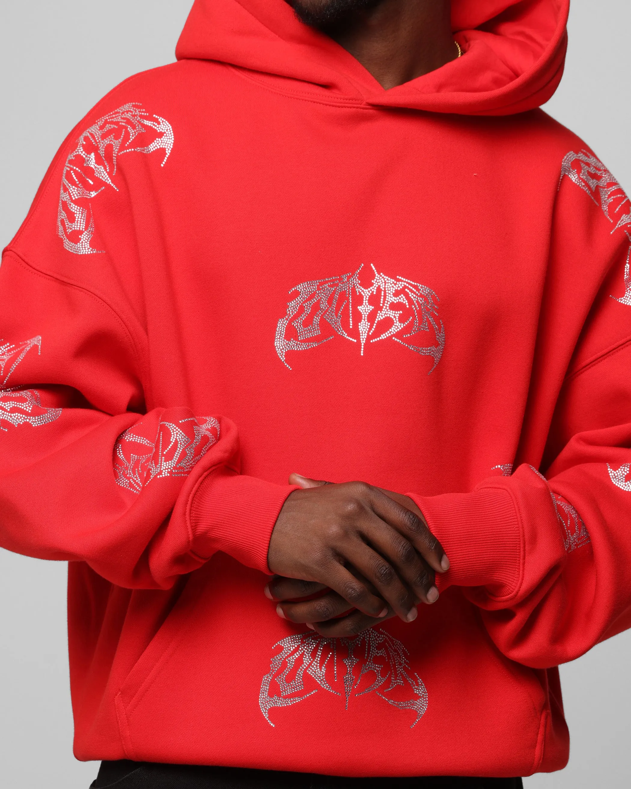 Loiter Metal Strass Kapuzenpullover Rot