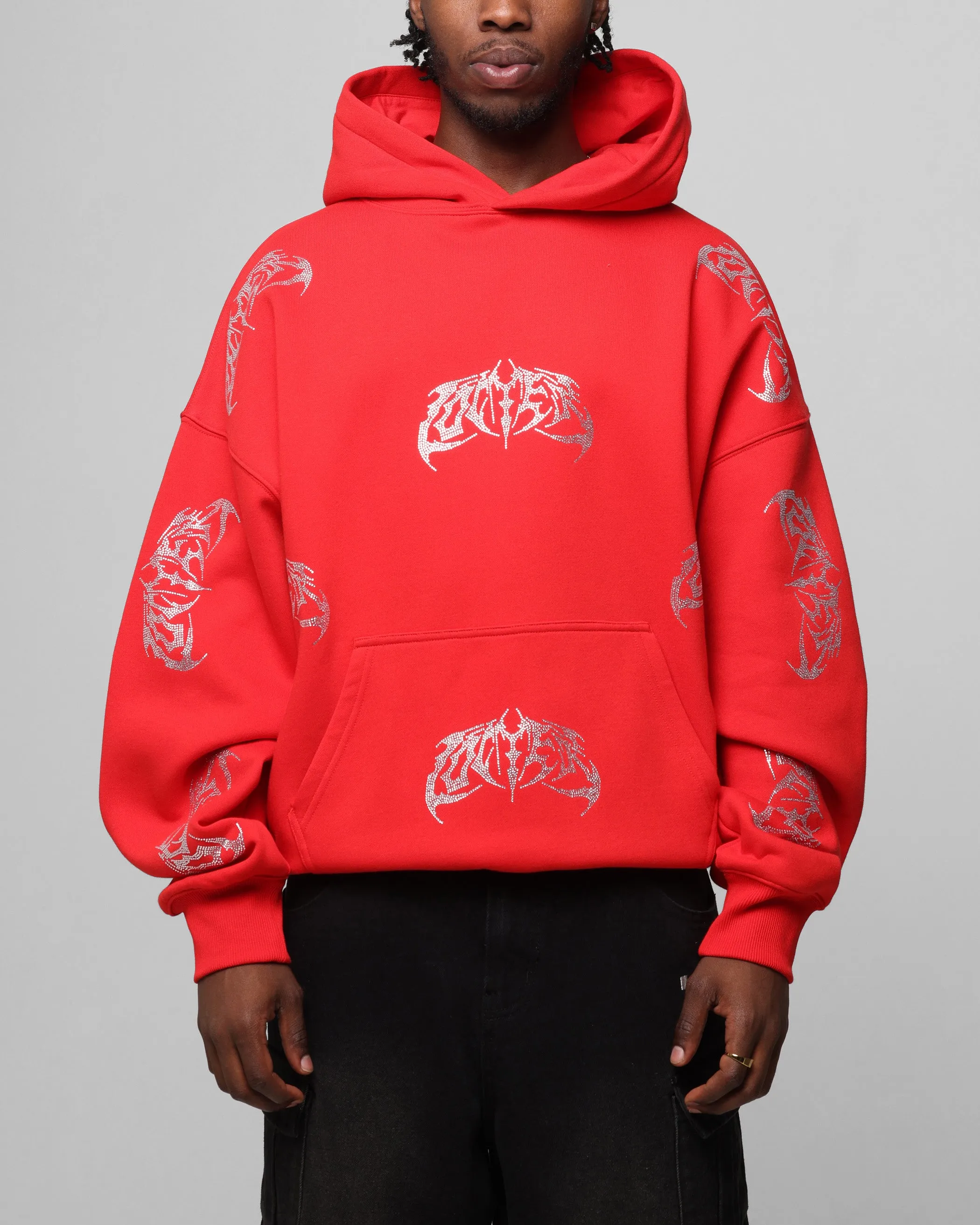 Loiter Metal Strass Kapuzenpullover Rot