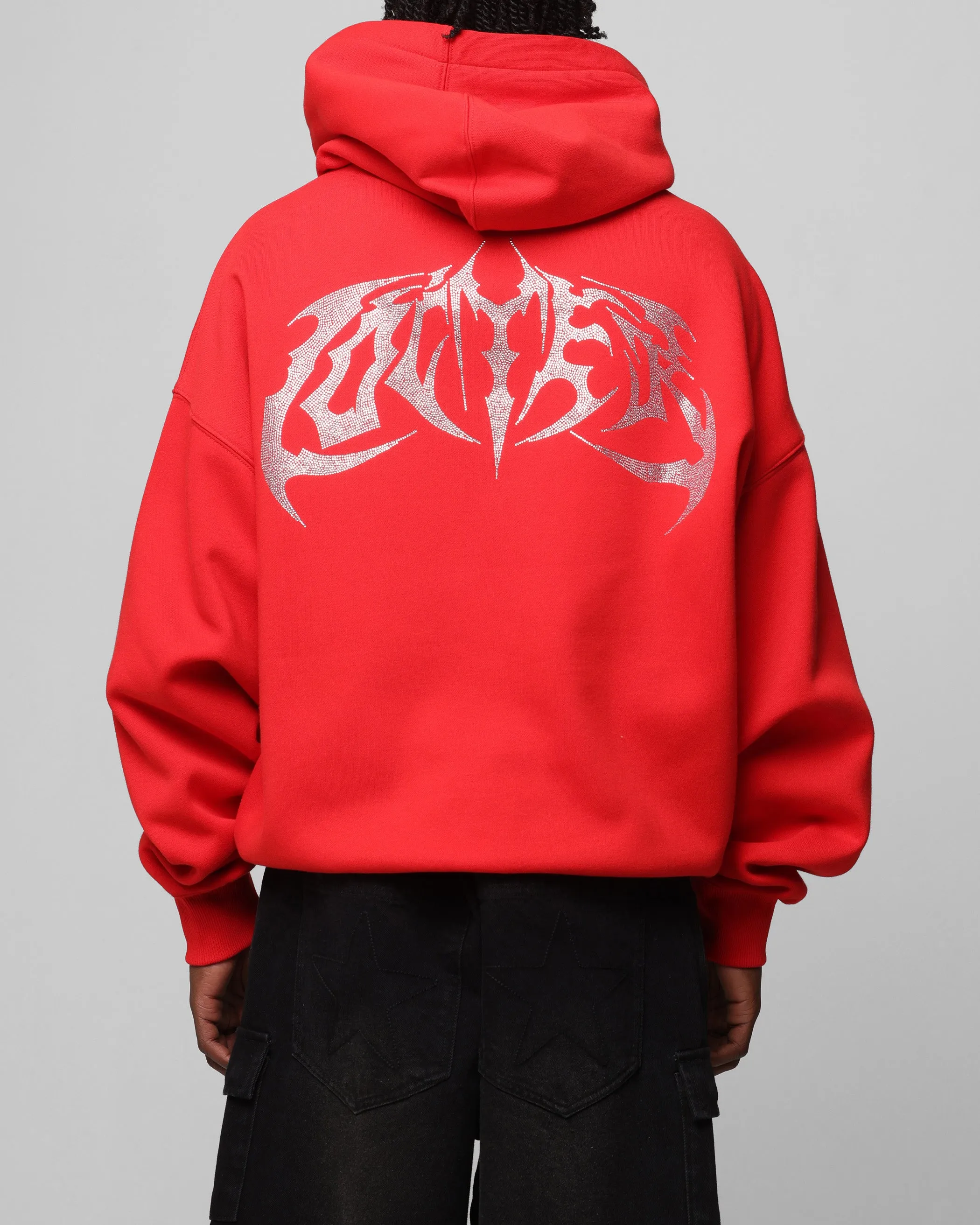 Loiter Metal Strass Kapuzenpullover Rot