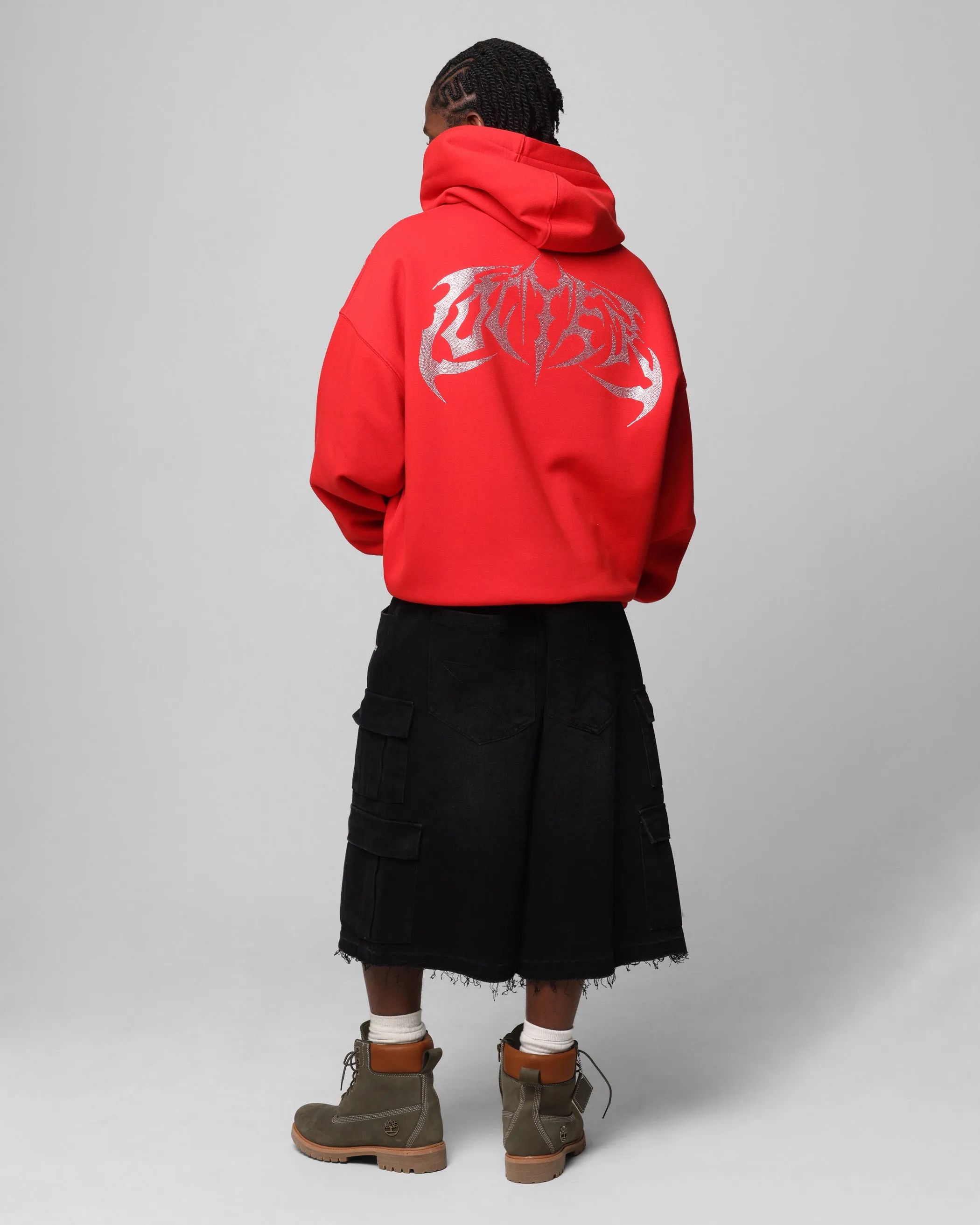 Loiter Metal Strass Kapuzenpullover Rot