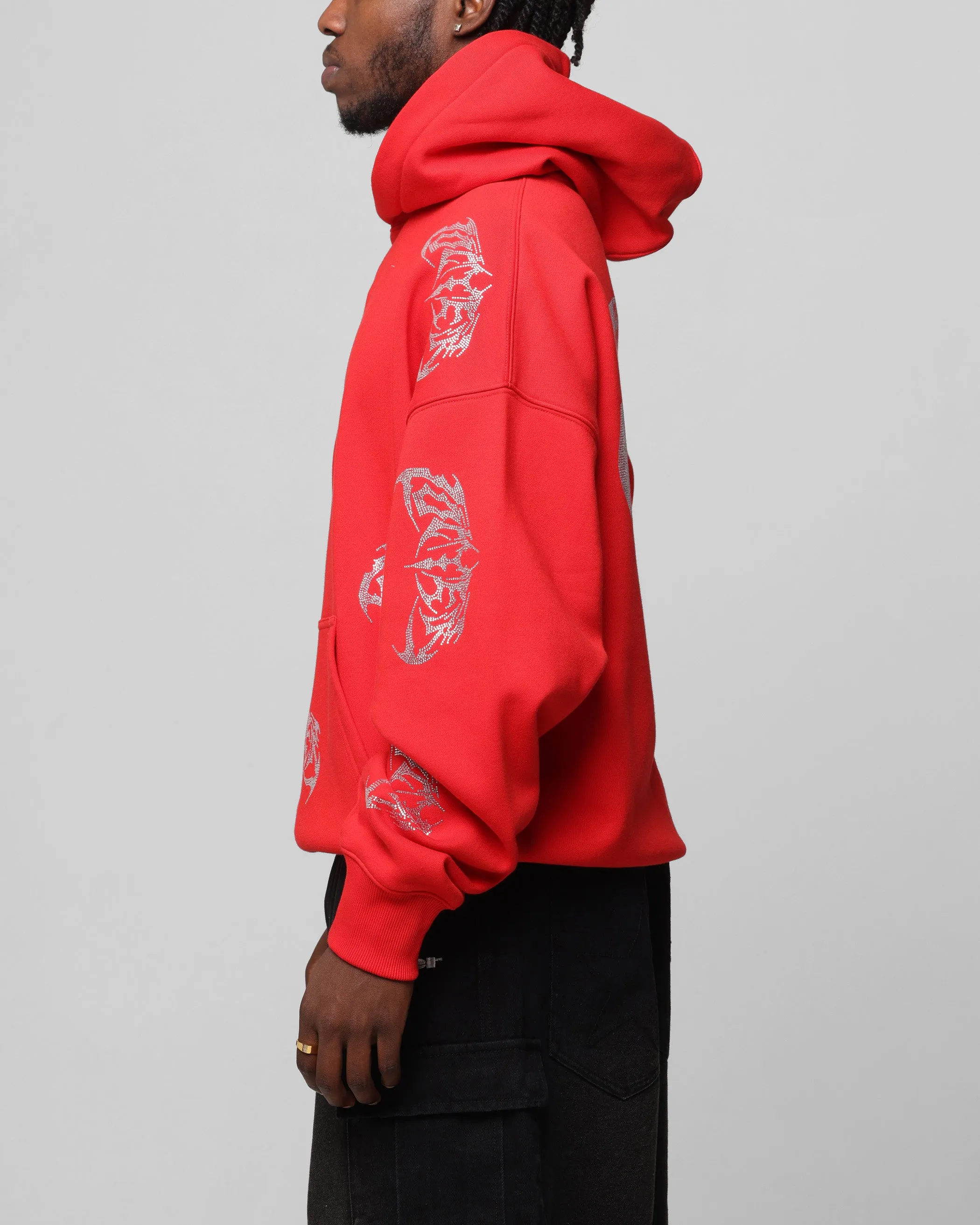Loiter Metal Strass Kapuzenpullover Rot