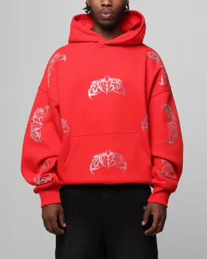 Loiter Metal Strass Kapuzenpullover Rot