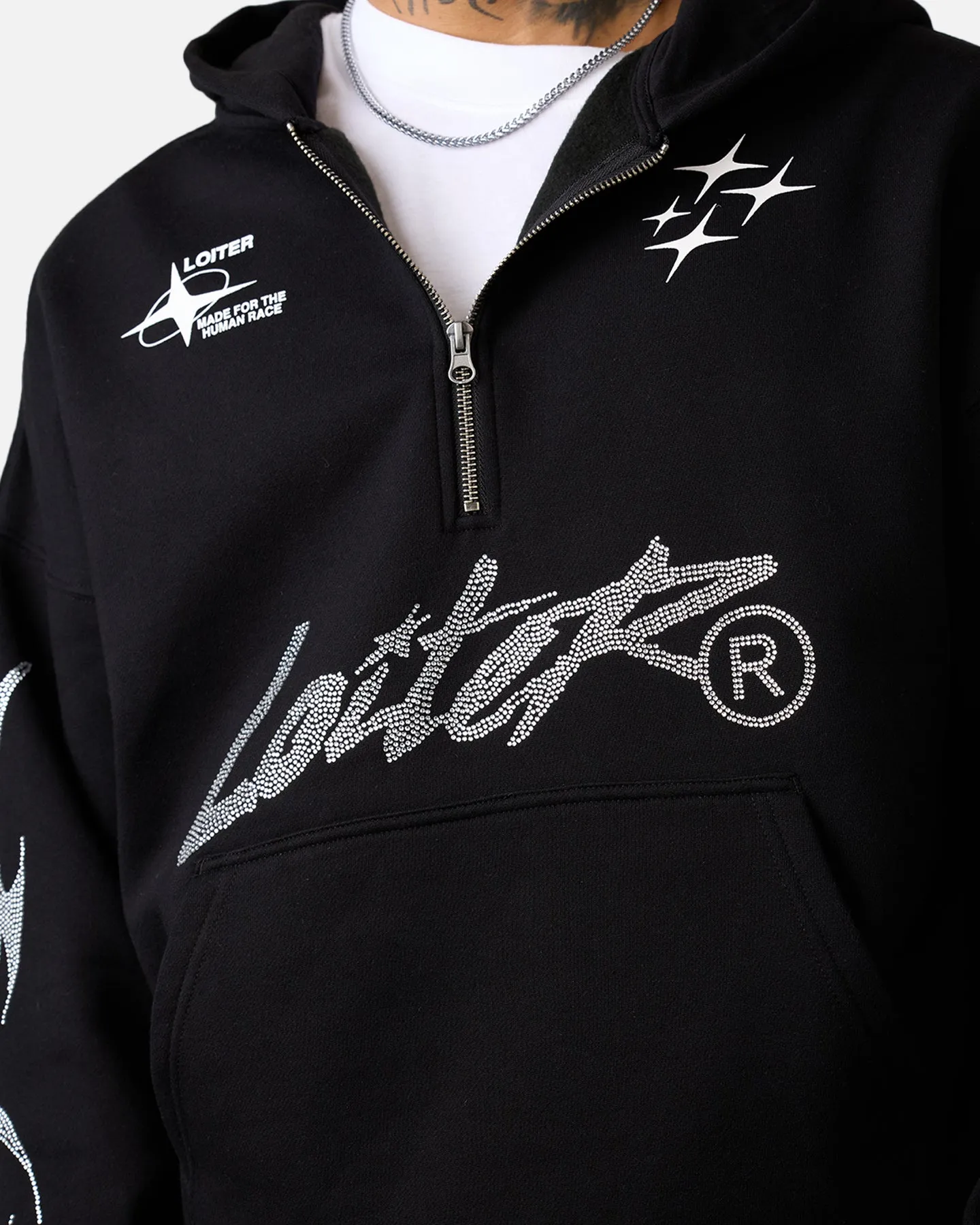 Loiter Rave Strass Kapuzenpullover Schwarz