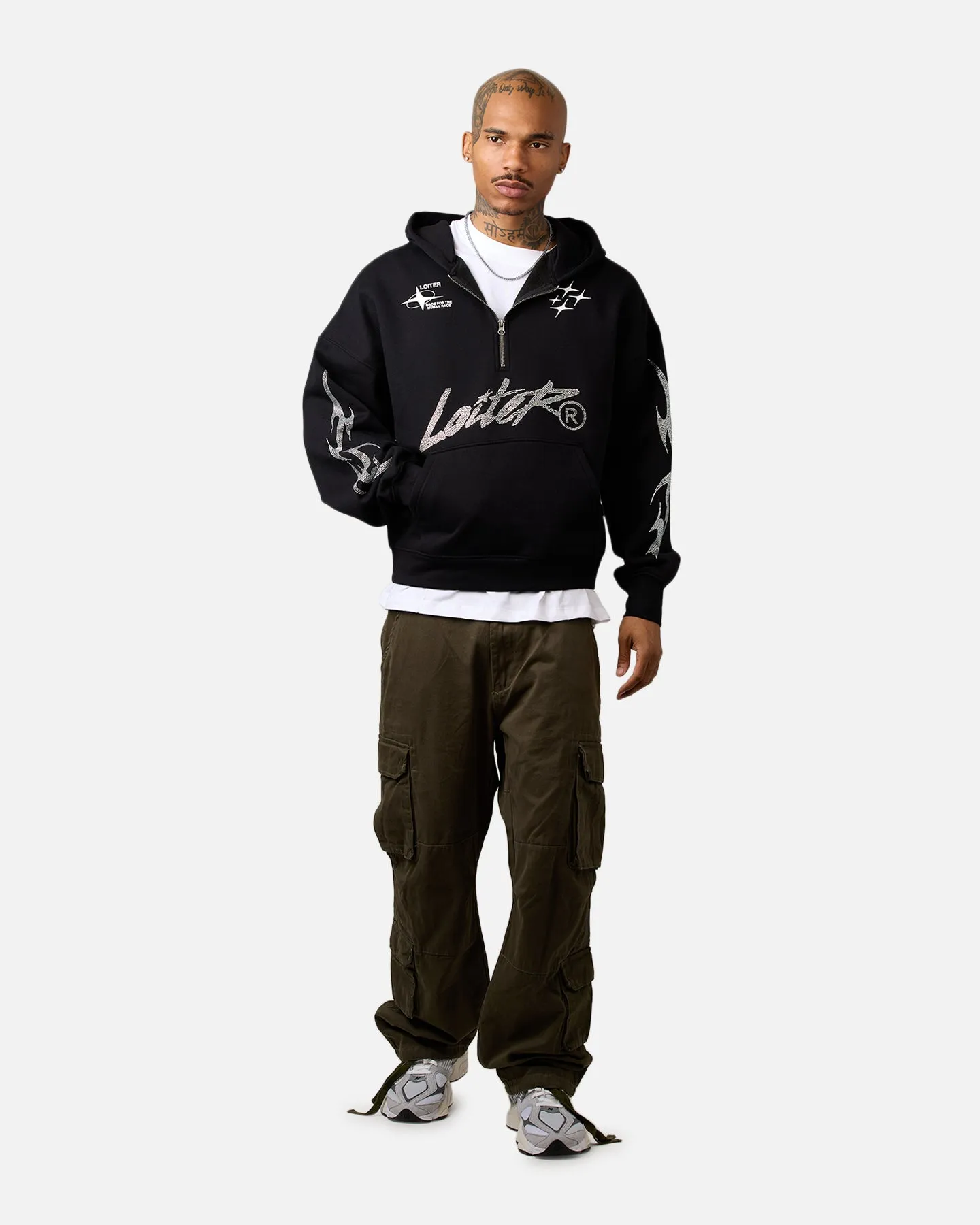 Loiter Rave Strass Kapuzenpullover Schwarz