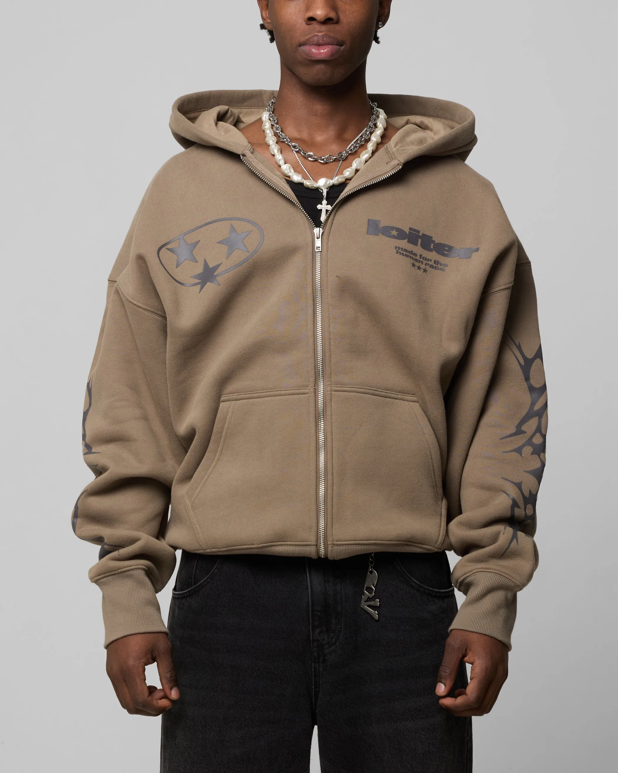 Loiter Solar Zip Hoodie Braun