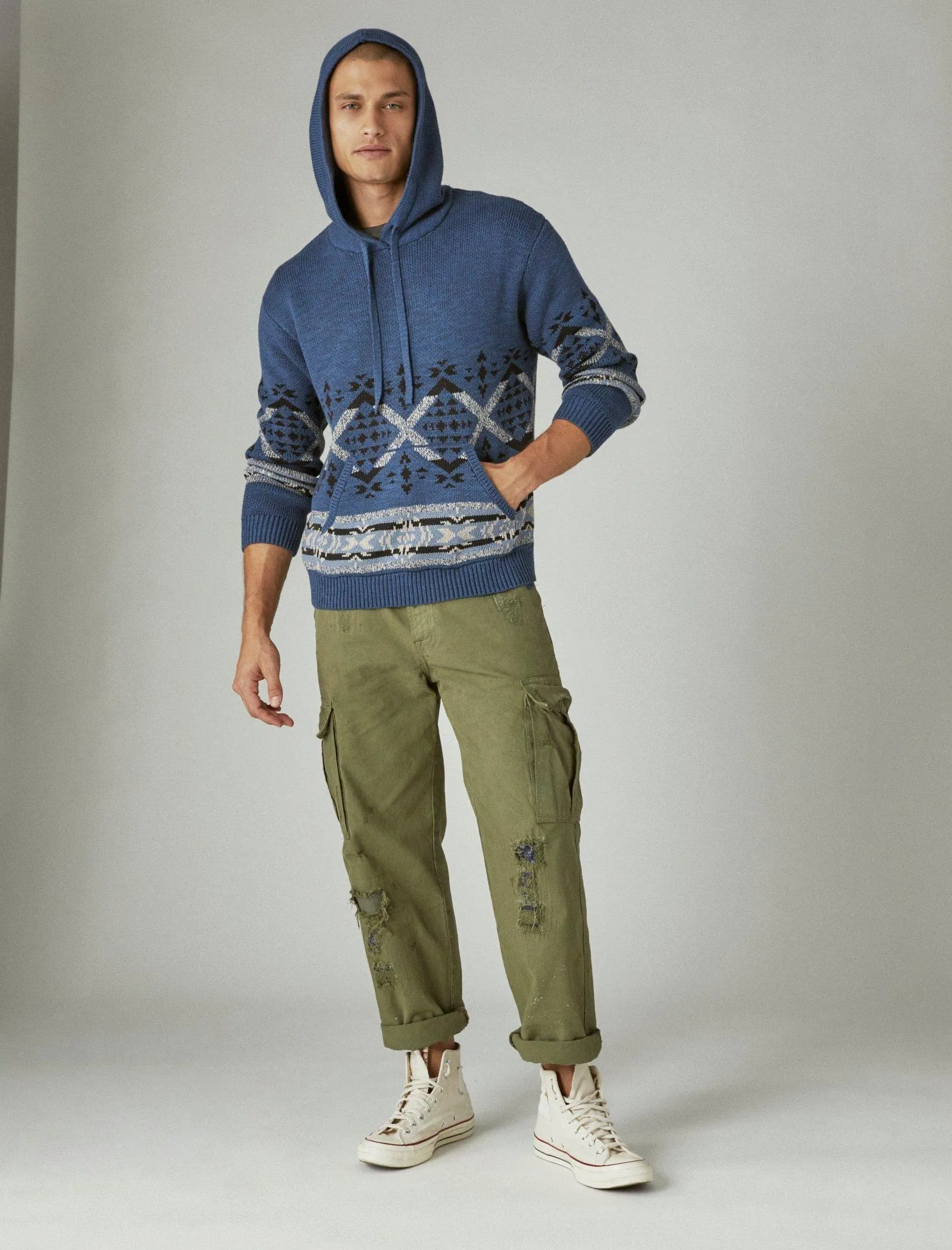 Lucky Brand Original Hoodie Pullover Denim Kombination Lucky Brand
