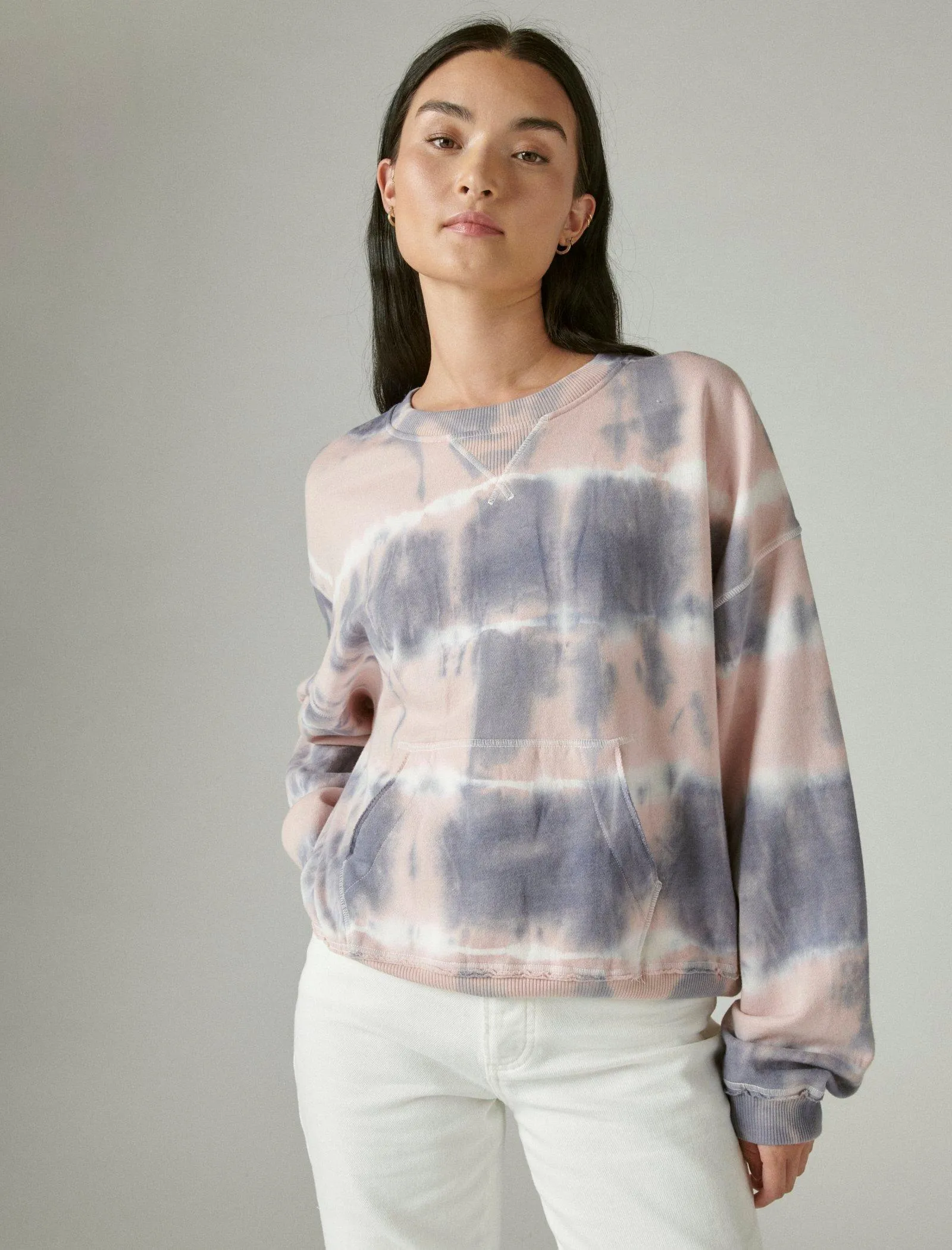 Lucky Brand Slouchy Fleece Sweatshirt Weiches Tie-Dye Lucky Brand