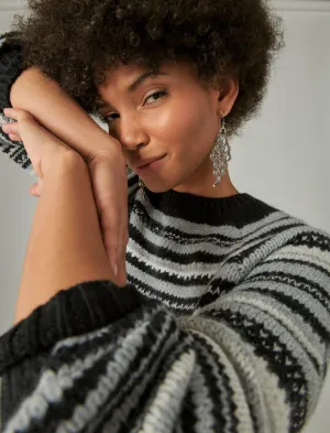 Lucky Brand Spacedye Crew Pullover Schwarz Und Grau Kombination Lucky Brand