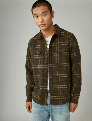 Lucky Brand Wollmischung Utility Langarm Überhemd Braun Karo Lucky Brand