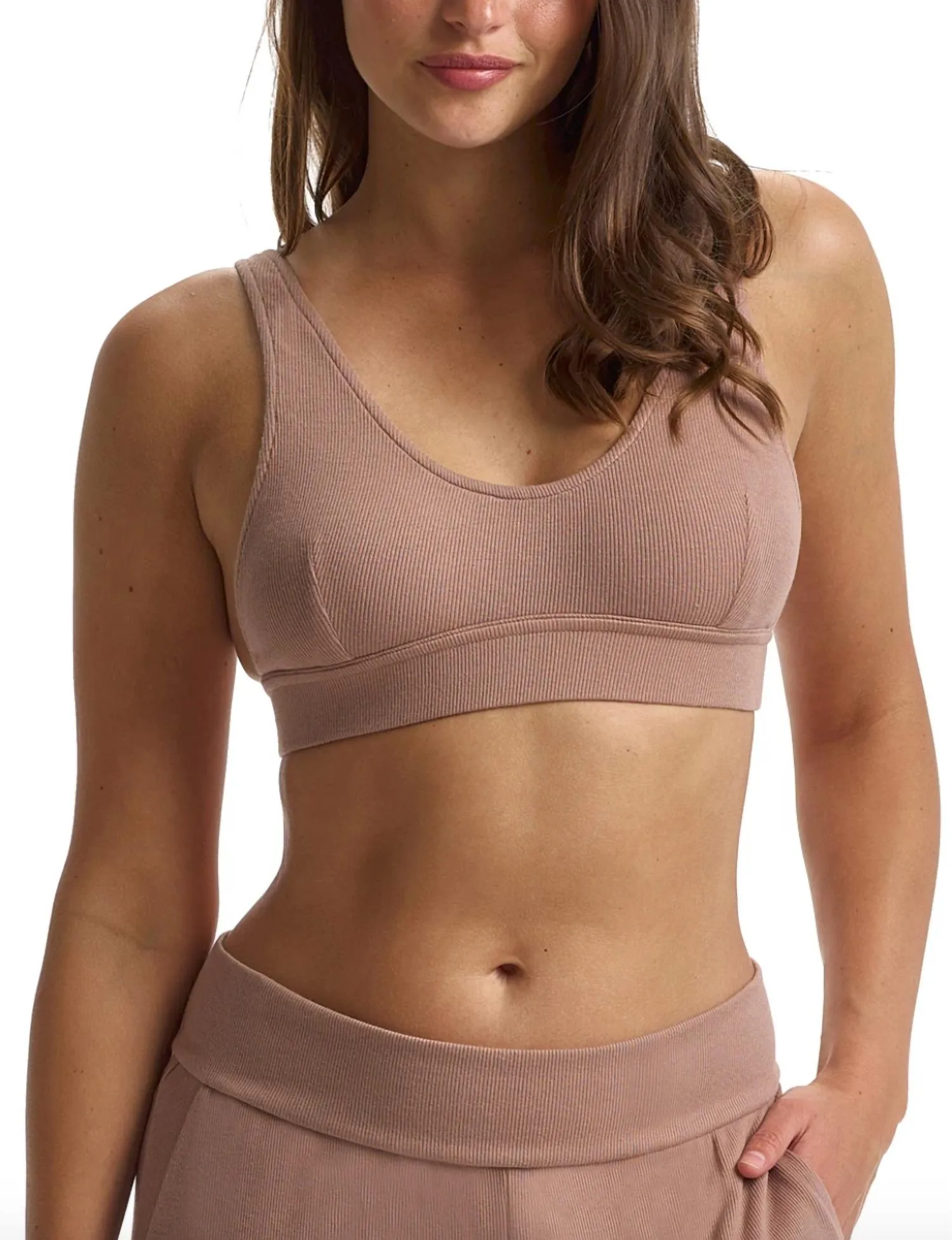 Luxus Rippen-Bralette in Pilz