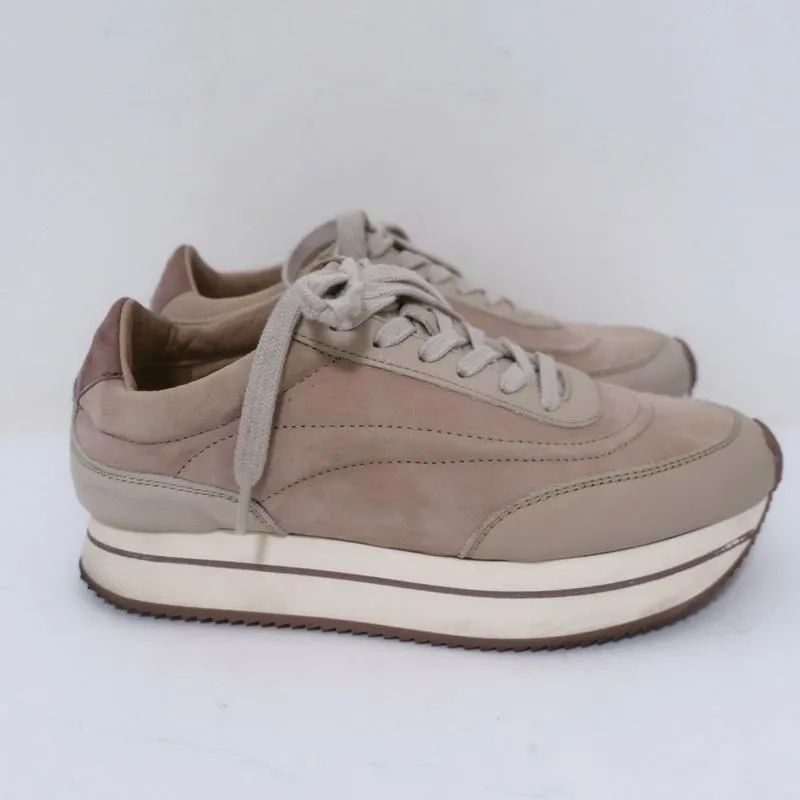Massimo Dutti Platform Low Top Sneakers Nude Wildleder & Leder Größe 36