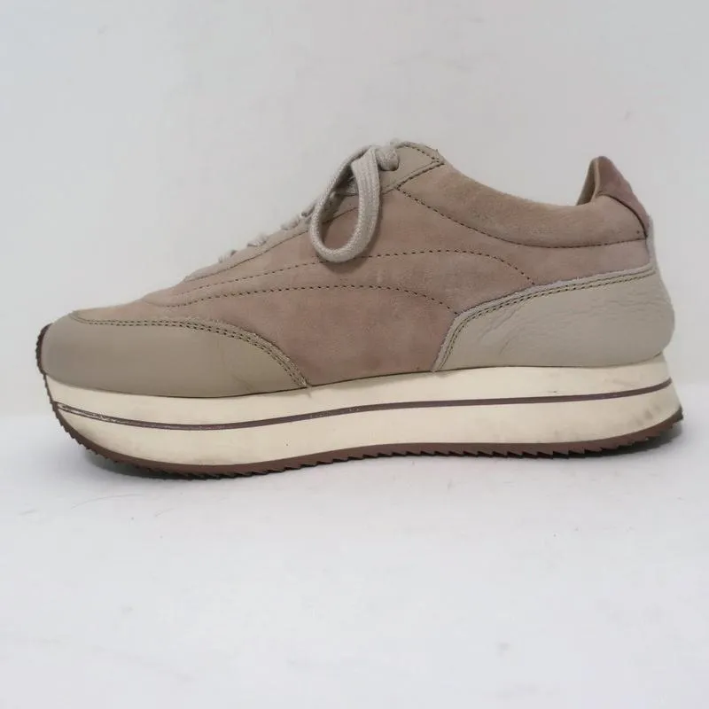 Massimo Dutti Platform Low Top Sneakers Nude Wildleder & Leder Größe 36