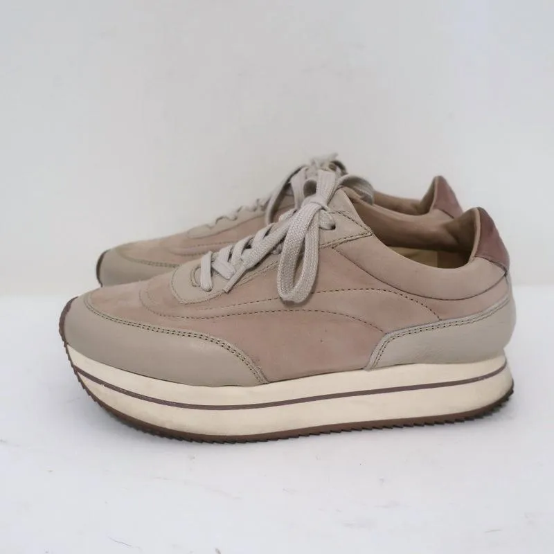 Massimo Dutti Platform Low Top Sneakers Nude Wildleder & Leder Größe 36