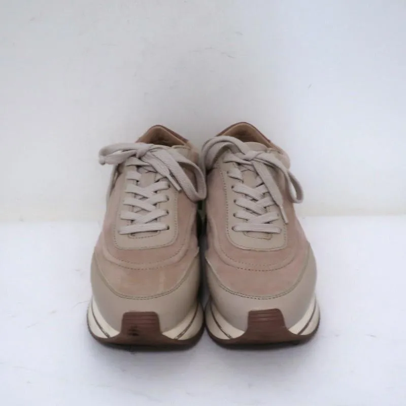 Massimo Dutti Platform Low Top Sneakers Nude Wildleder & Leder Größe 36