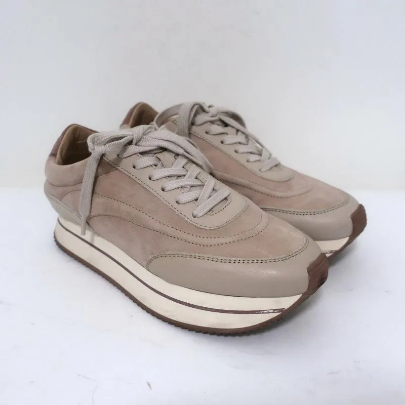 Massimo Dutti Platform Low Top Sneakers Nude Wildleder & Leder Größe 36