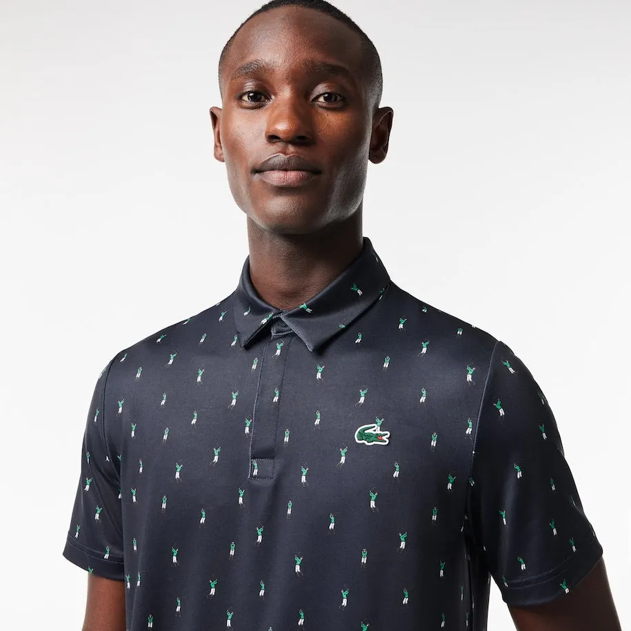 Herren Golf Polo aus recyceltem Polyester mit Druck Marineblau