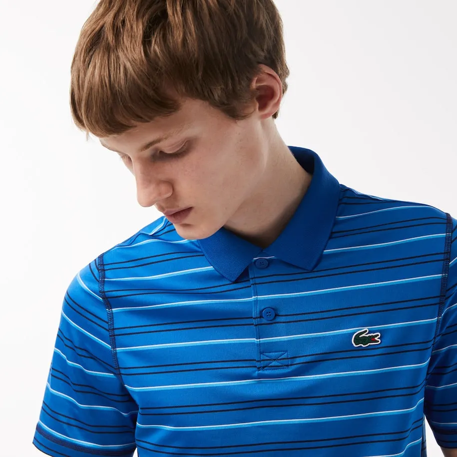Herren Golf Polo aus recyceltem Polyester mit Streifen Königreich/Marineblau