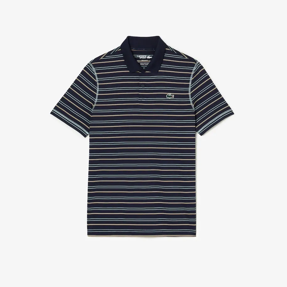 Herren-Golfpolo aus recyceltem Polyester mit Streifen in Marineblau