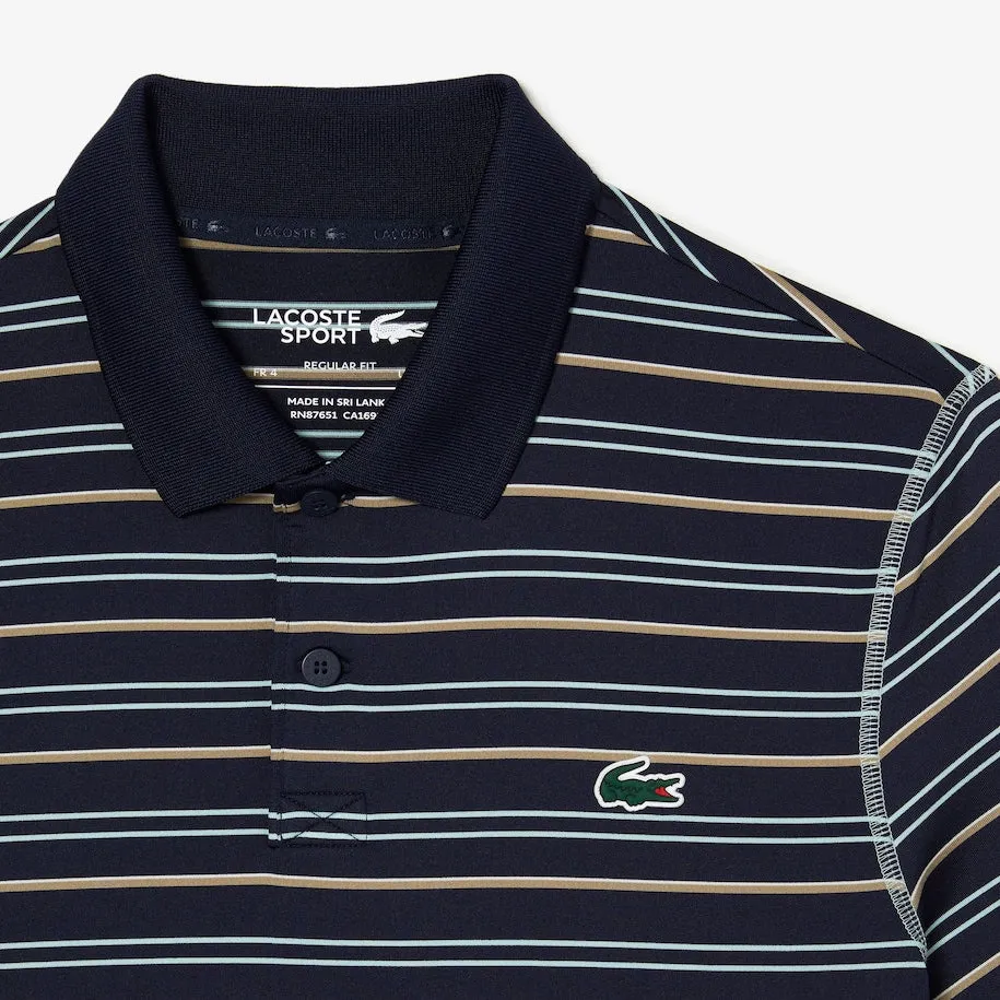 Herren-Golfpolo aus recyceltem Polyester mit Streifen in Marineblau