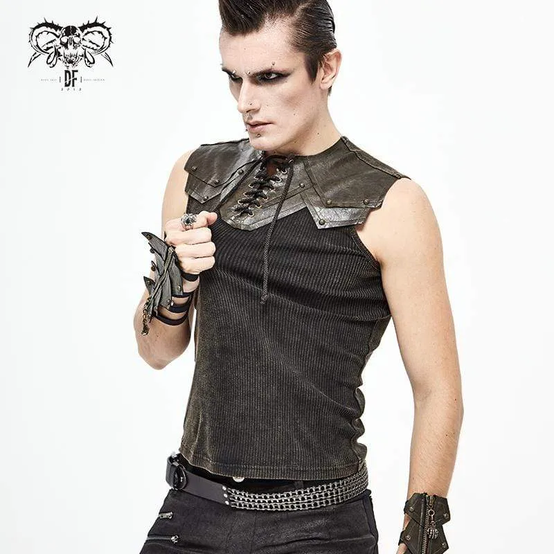 Herren Gothic Punk Schmale Passform Spitzen-Tanktops Braun
