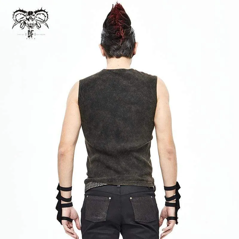 Herren Gothic Punk Schmale Passform Spitzen-Tanktops Braun