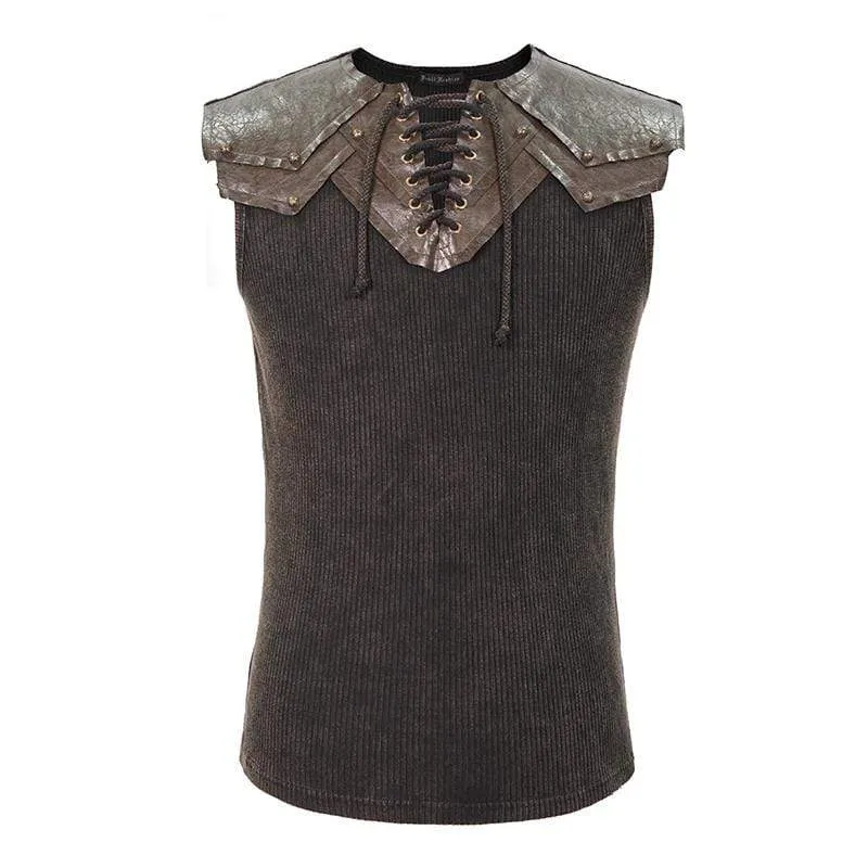 Herren Gothic Punk Schmale Passform Spitzen-Tanktops Braun