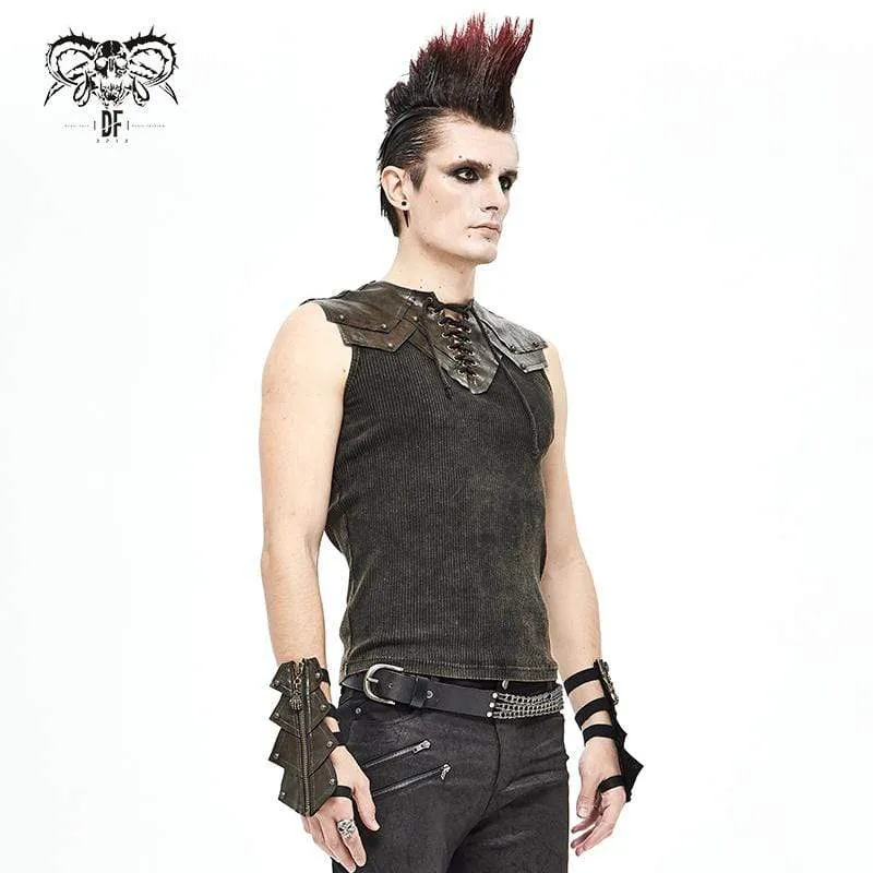Herren Gothic Punk Schmale Passform Spitzen-Tanktops Braun